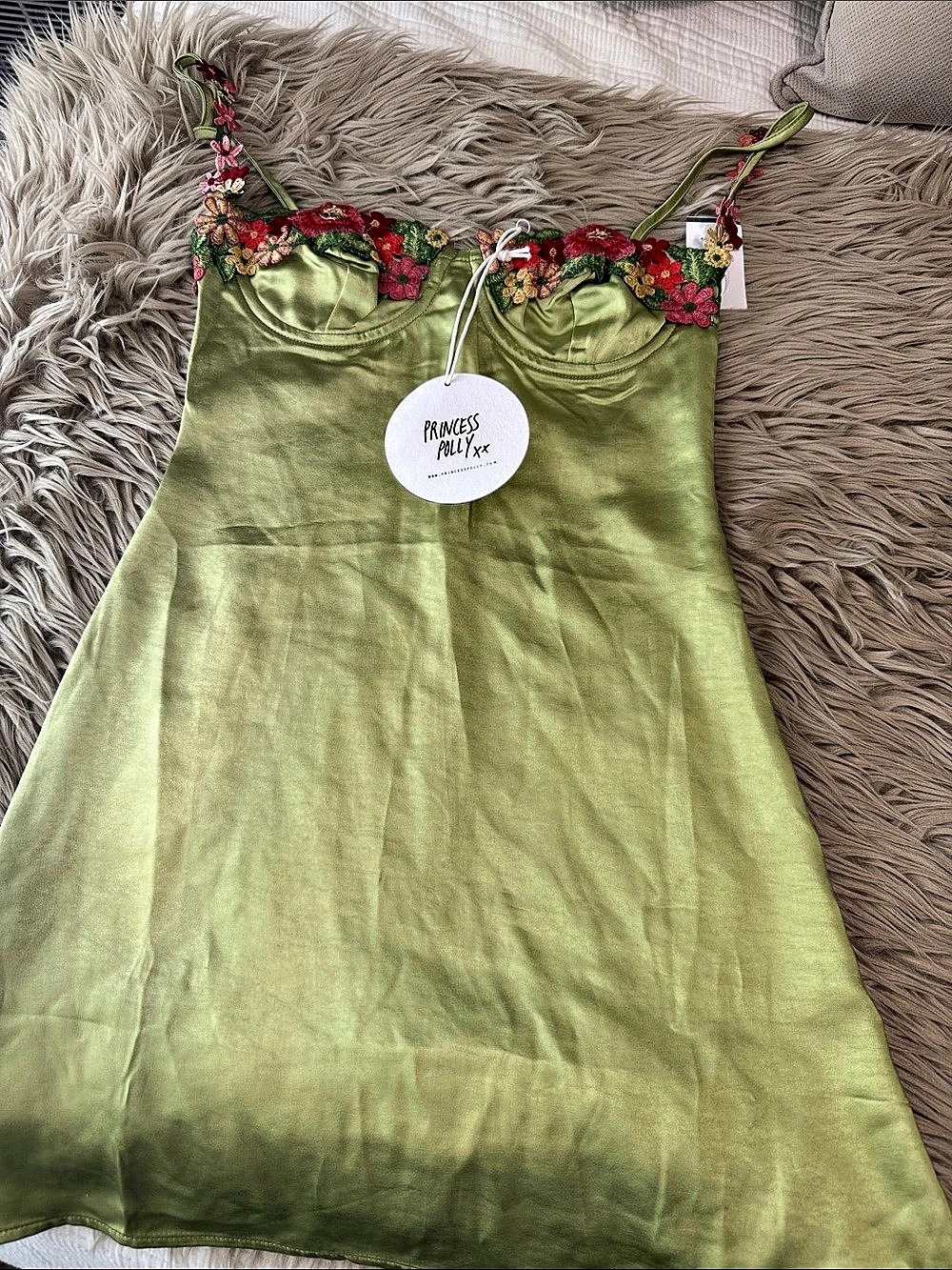Princess Polly Kenzie Mini Dress Green Floral Green size 4